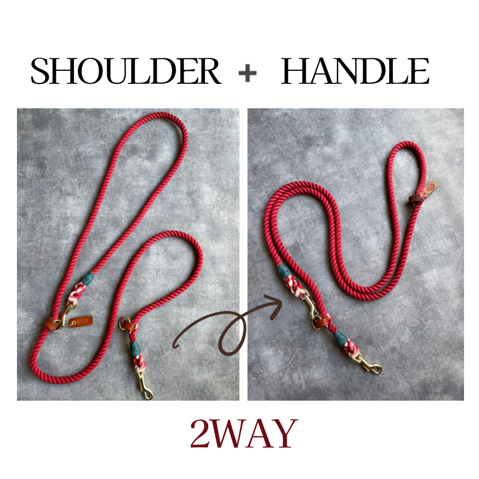 2WAY ROPE LEAD/MILK TEA/太さ12mm/15kg迄
