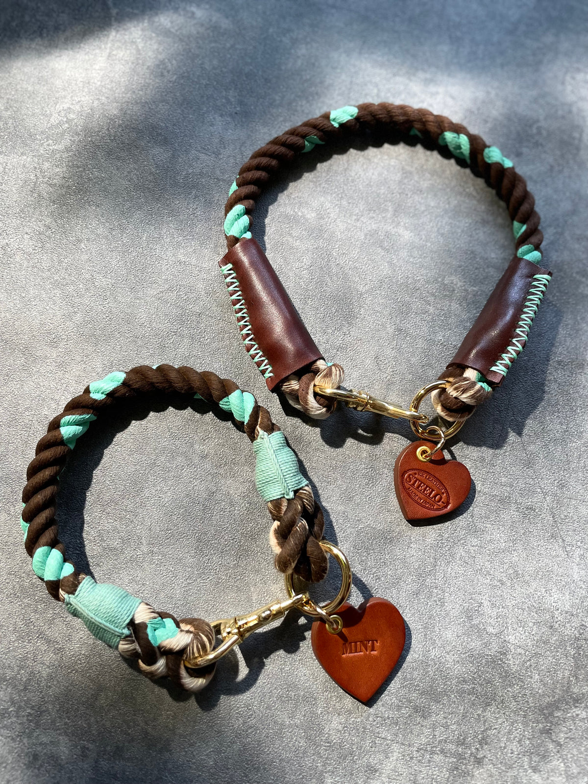 CHOCO MINT ROPE COLLAR - BROWN × MINT PATTERN
