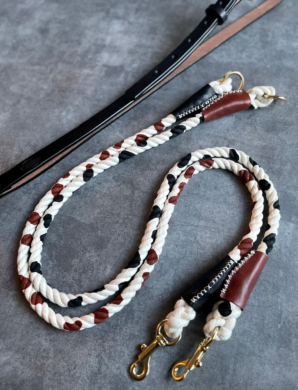 CUSTOM cow pattern ROPE LEAD single item 
