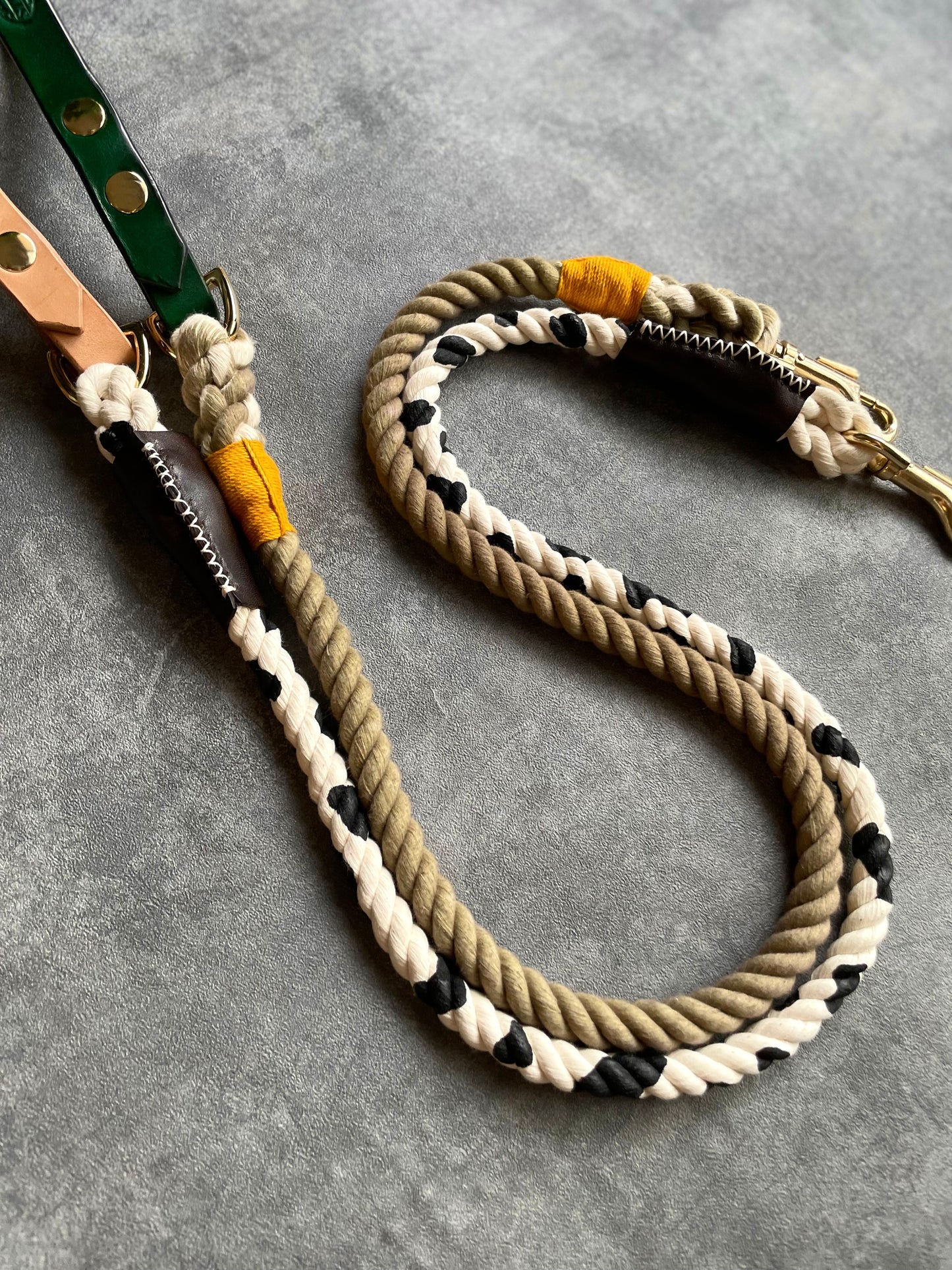 CUSTOM Cow pattern LEATHER ROPE LEAD 