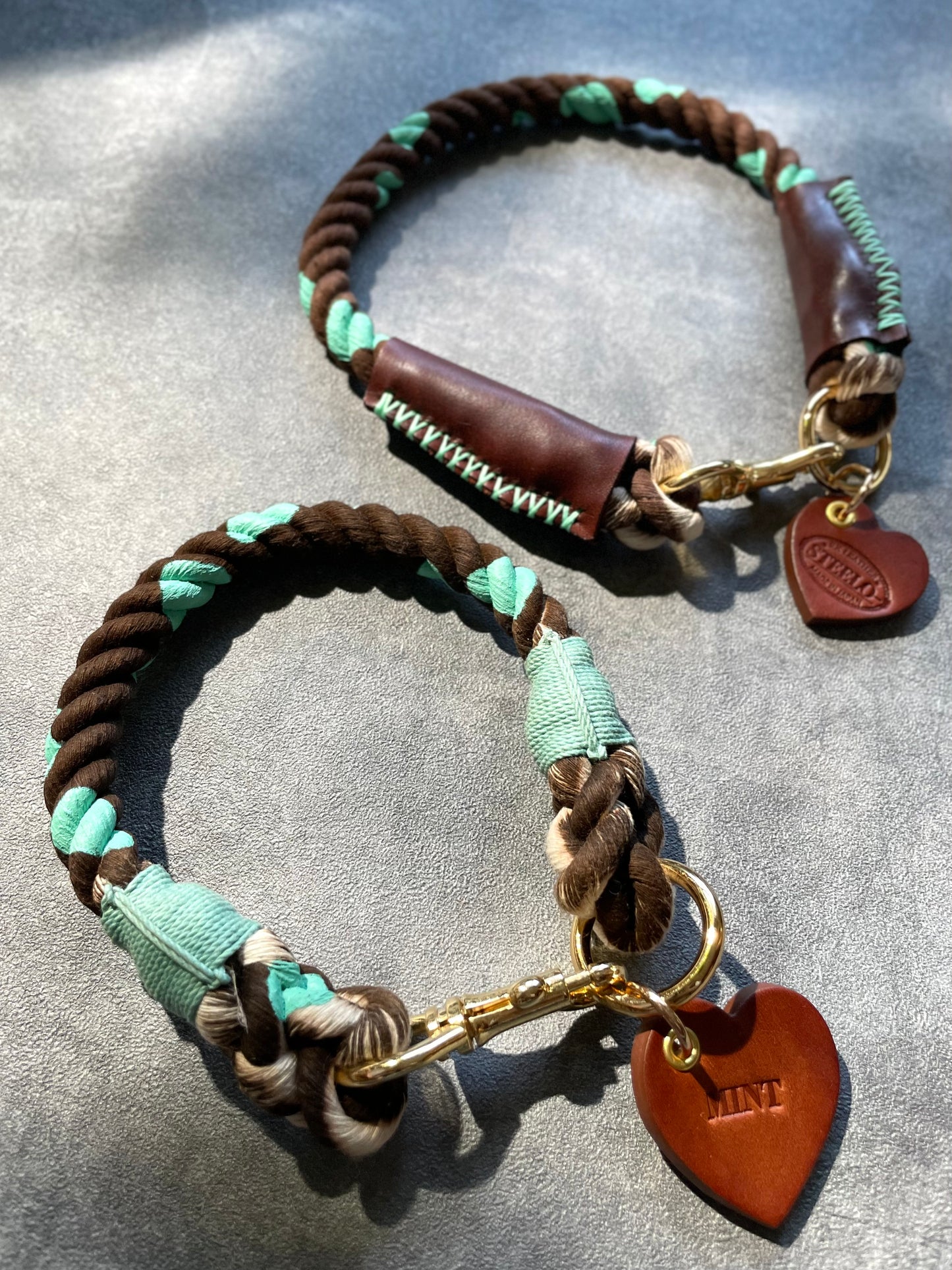 CHOCO MINT ROPE COLLAR - BROWN × MINT PATTERN
