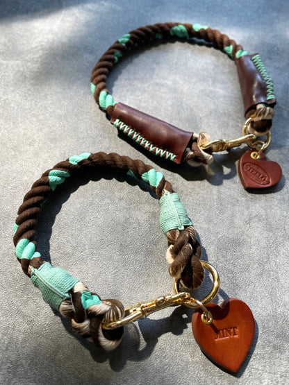 CHOCO MINT ROPE COLLAR - BROWN × MINT PATTERN