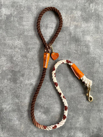 牛柄ロープリード オーダーメイド 犬用リード 本革 STEELO-rkleather