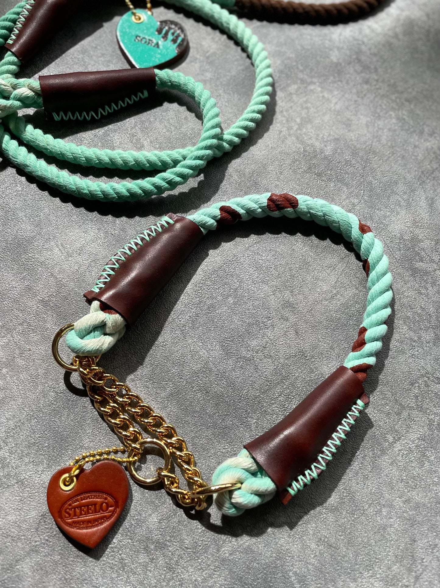 CHOCO MINT ROPE COLLAR - MINT × BROWN PATTERN