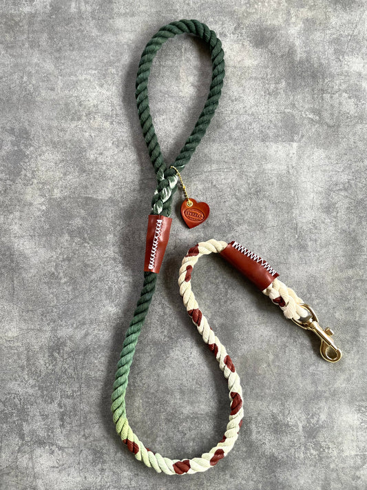 牛柄ロープリード オーダーメイド 犬用リード 本革 STEELO-rkleather