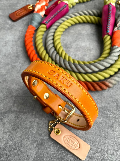 HAND STITCH LEATHER COLLAR/全22色