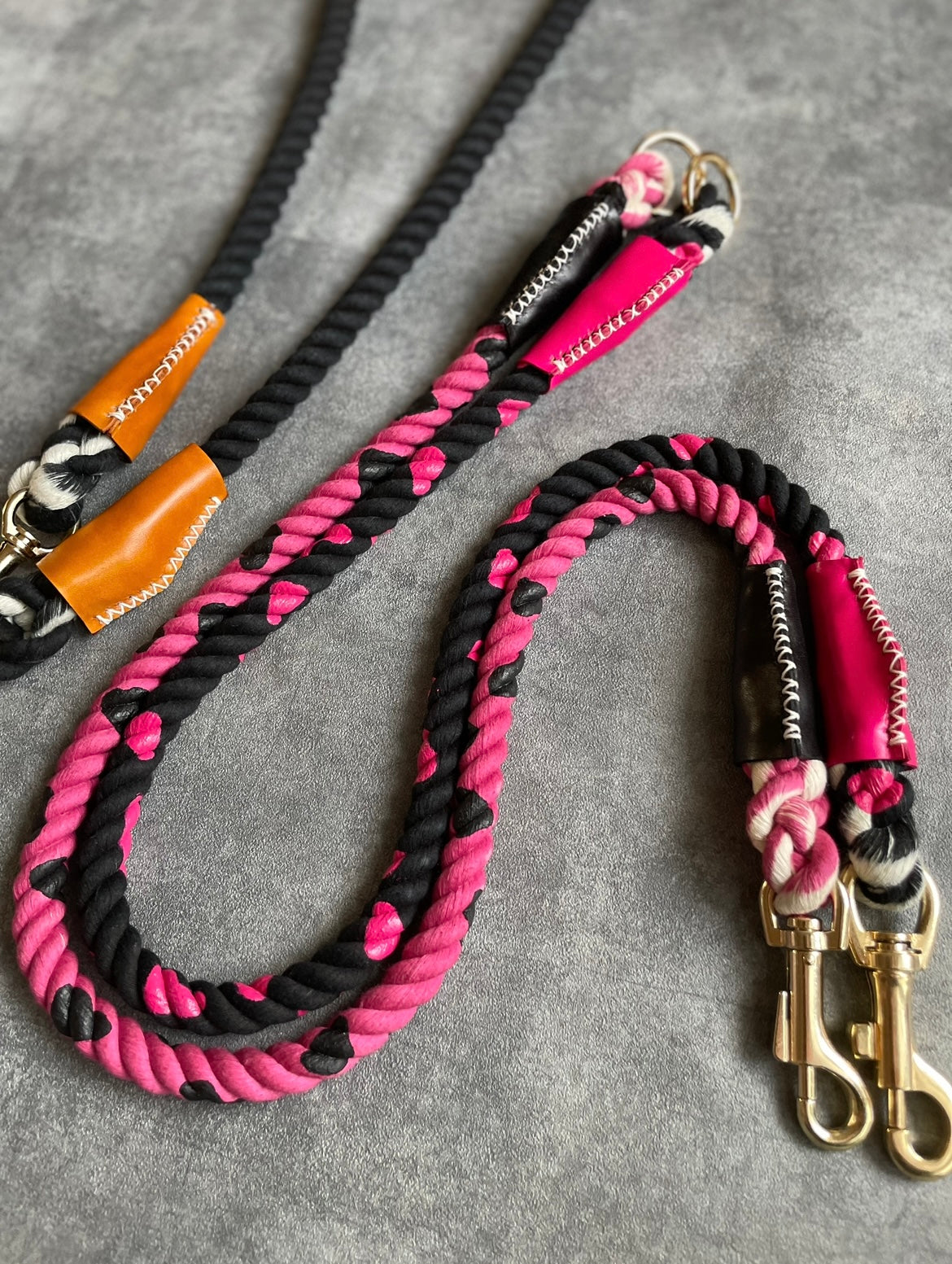 CUSTOM cow pattern ROPE LEAD single item 