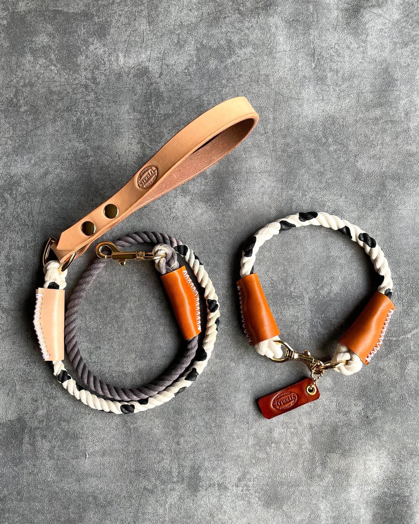 CUSTOM Cow pattern LEATHER ROPE LEAD 