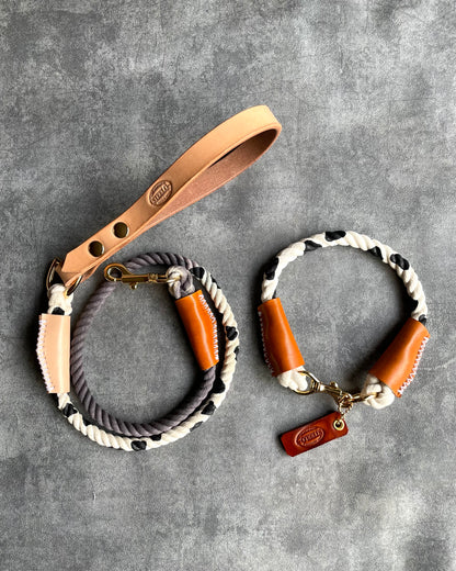 CUSTOM Cow pattern LEATHER ROPE LEAD 