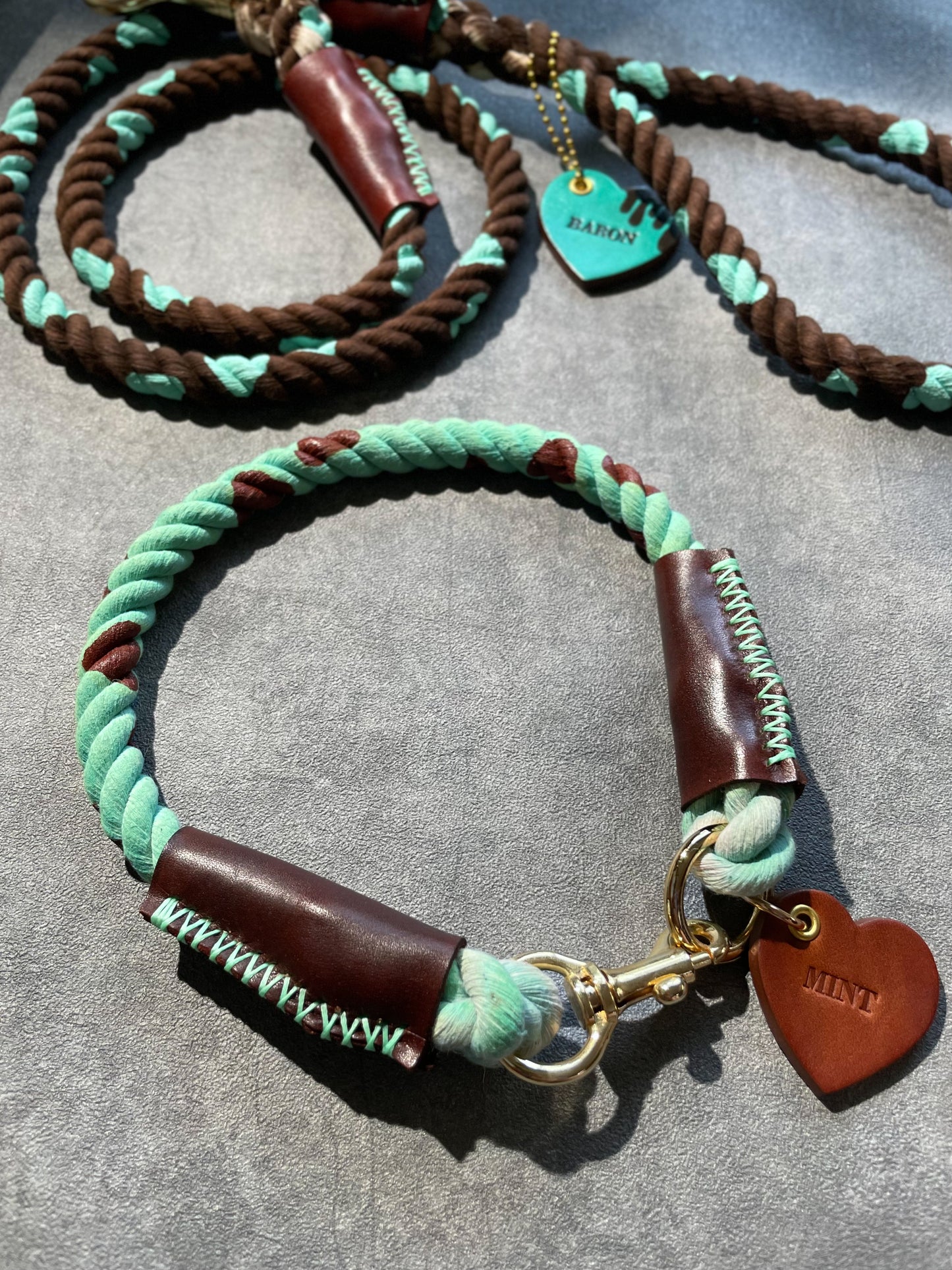 CHOCO MINT ROPE COLLAR - MINT × BROWN PATTERN