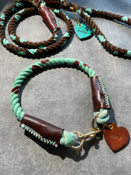 CHOCO MINT ROPE COLLAR - MINT × BROWN PATTERN