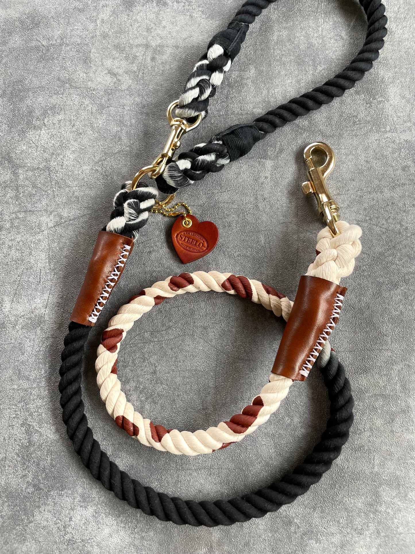 GRADATION COW PATTERN CAFE ROPE LEAD/太さ12mm/20kg迄