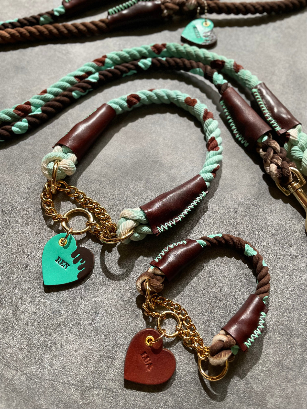 CHOCO MINT ROPE COLLAR - MINT × BROWN PATTERN