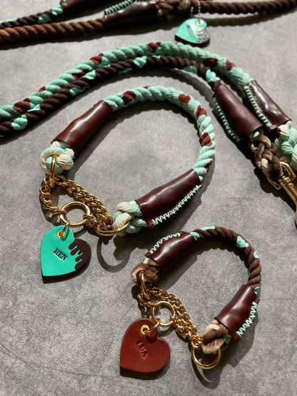 CHOCO MINT ROPE COLLAR - MINT × BROWN PATTERN