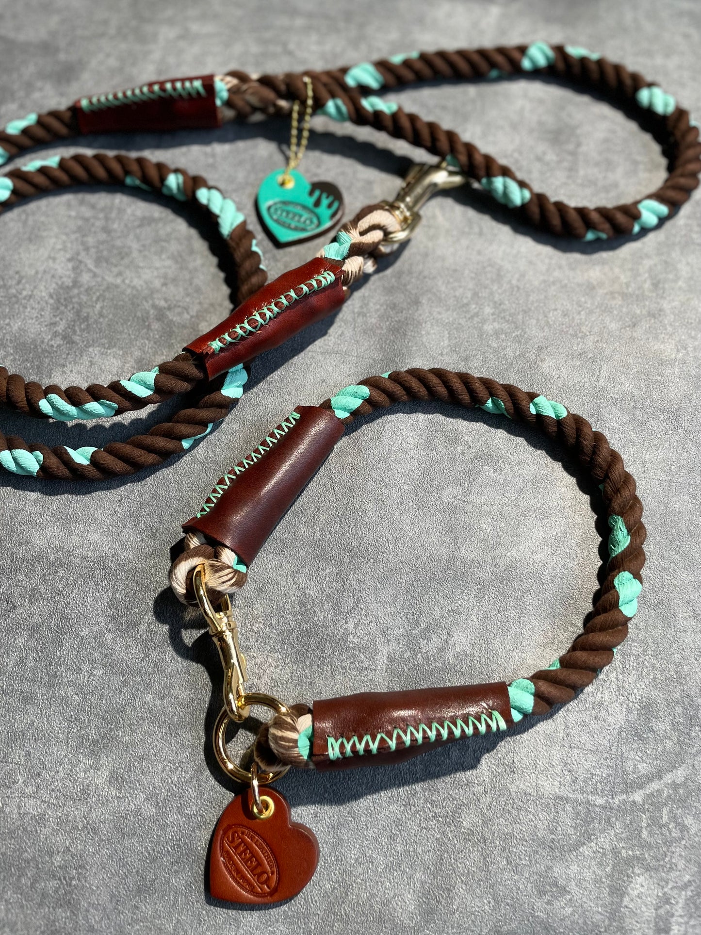 CHOCO MINT ROPE COLLAR - BROWN × MINT PATTERN