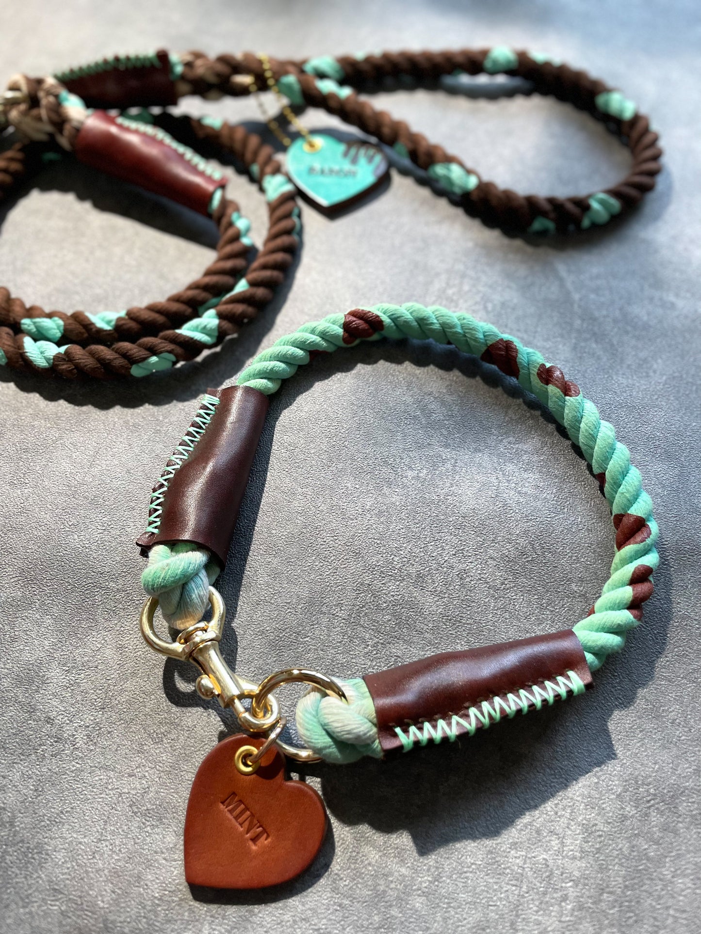 CHOCO MINT ROPE COLLAR - MINT × BROWN PATTERN