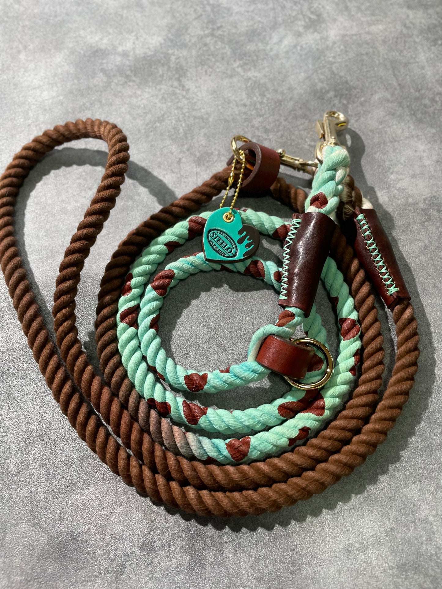 CHOCO MINT 2WAY ROPE LEAD × BROWN PATTERN