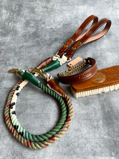 CUSTOM Cow pattern LEATHER ROPE LEAD 