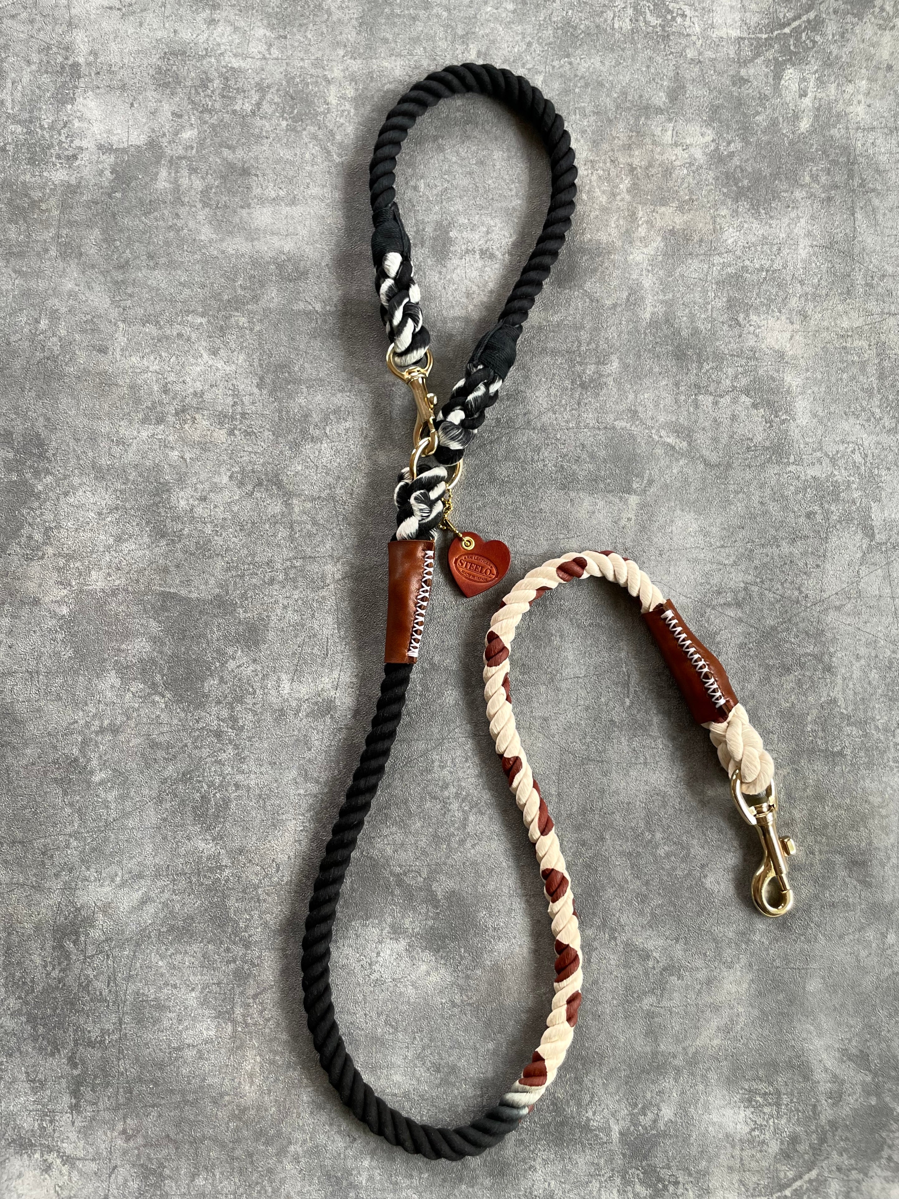 「美品」STEELO ロープ首輪 ブラック 犬用リード・ロープリード・レザー首輪のオーダーメイド|【 STEELO