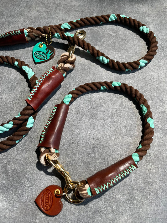 CHOCO MINT ROPE COLLAR - BROWN × MINT PATTERN