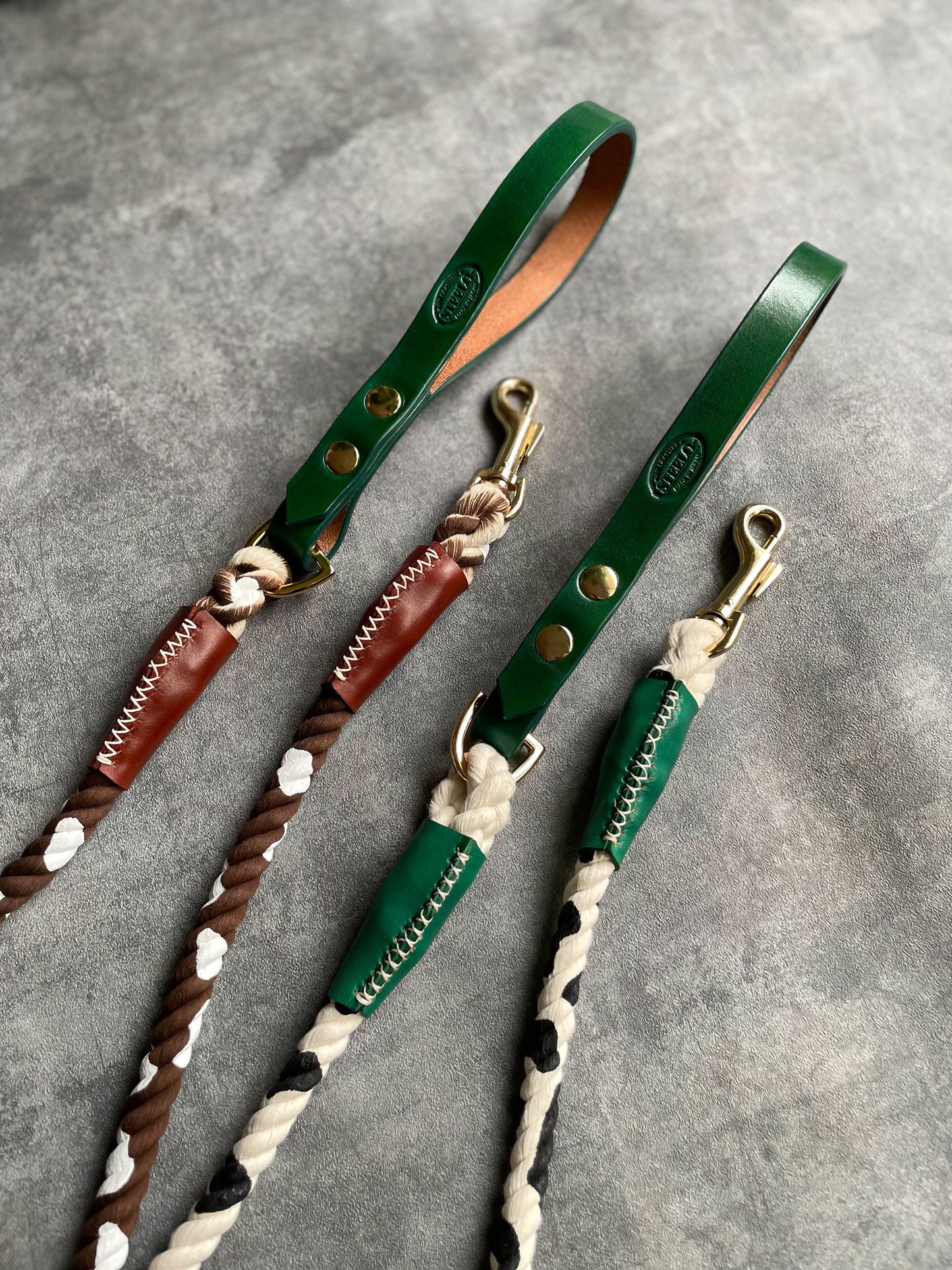 CUSTOM Cow pattern LEATHER ROPE LEAD 