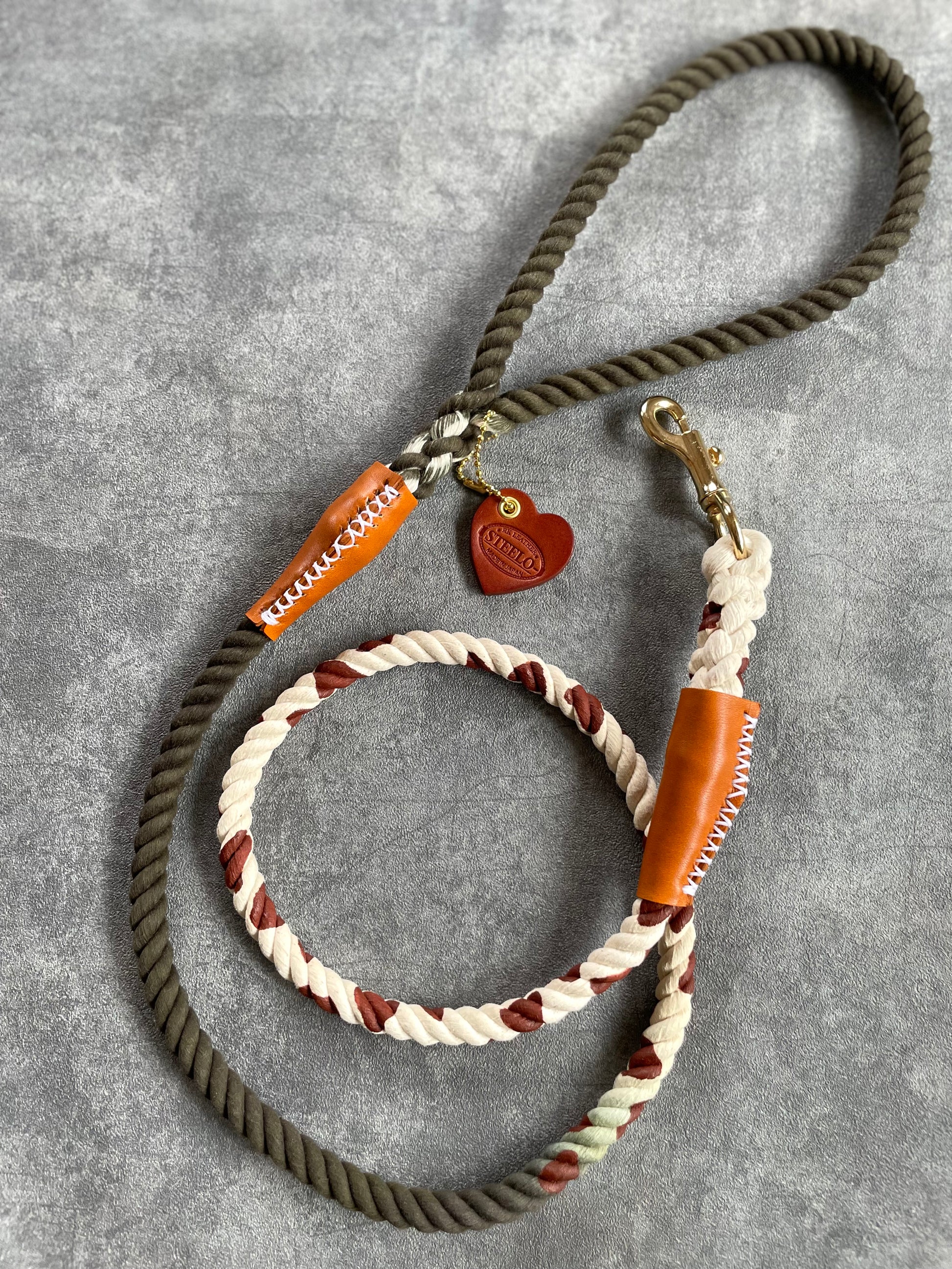 牛柄ロープリード オーダーメイド 犬用リード STEELO-rkleather