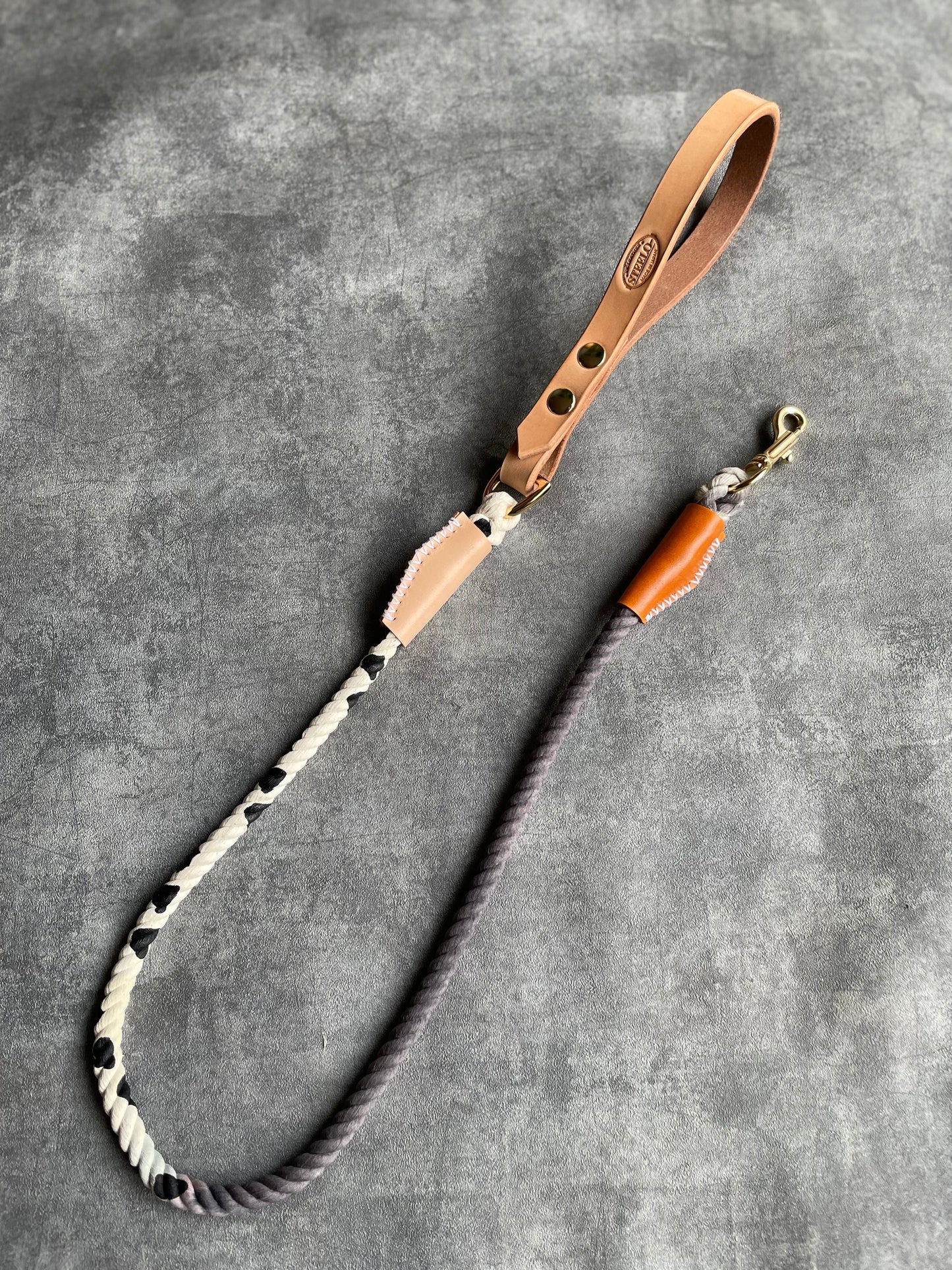 CUSTOM Cow pattern LEATHER ROPE LEAD 