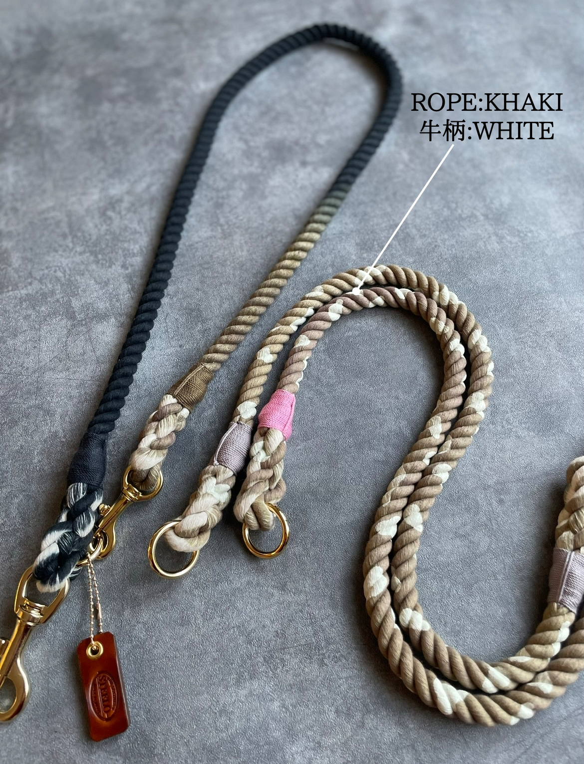 CUSTOM cow pattern ROPE LEAD single item 