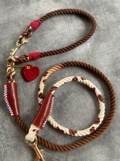GRADATION COW PATTERN CAFE ROPE LEAD/太さ9mm/15kg迄