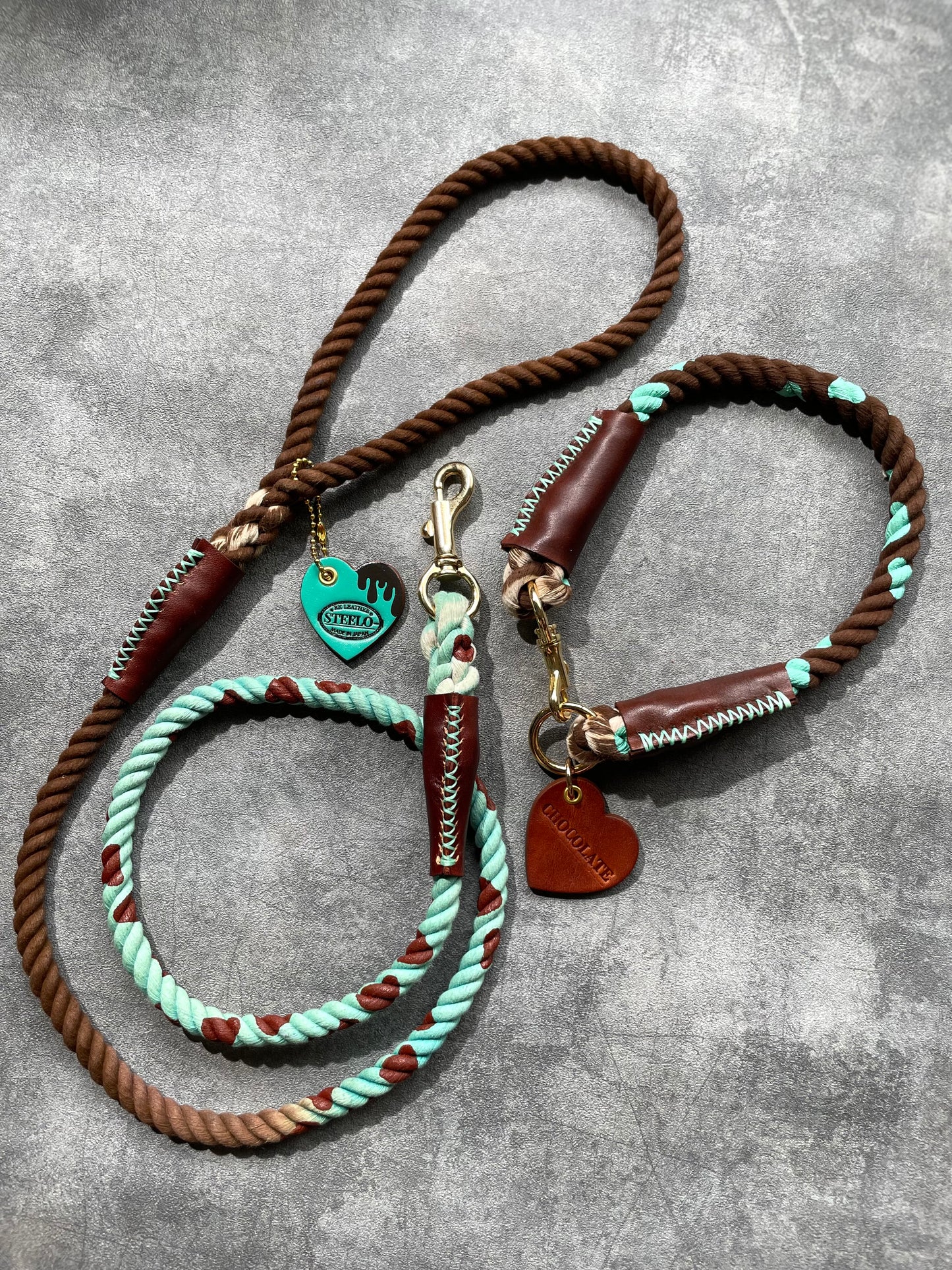CHOCO MINT ROPE COLLAR - BROWN × MINT PATTERN