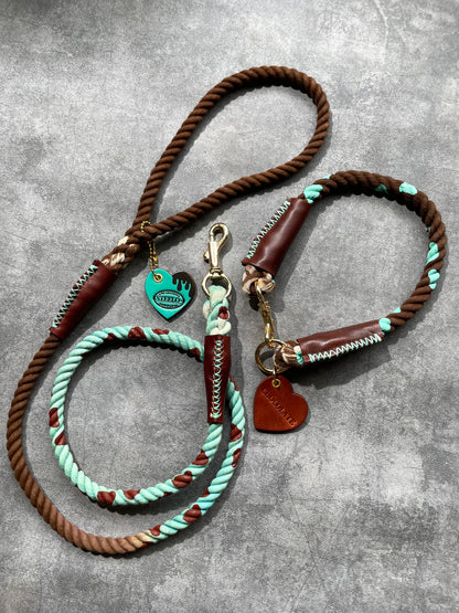 CHOCO MINT ROPE COLLAR - BROWN × MINT PATTERN
