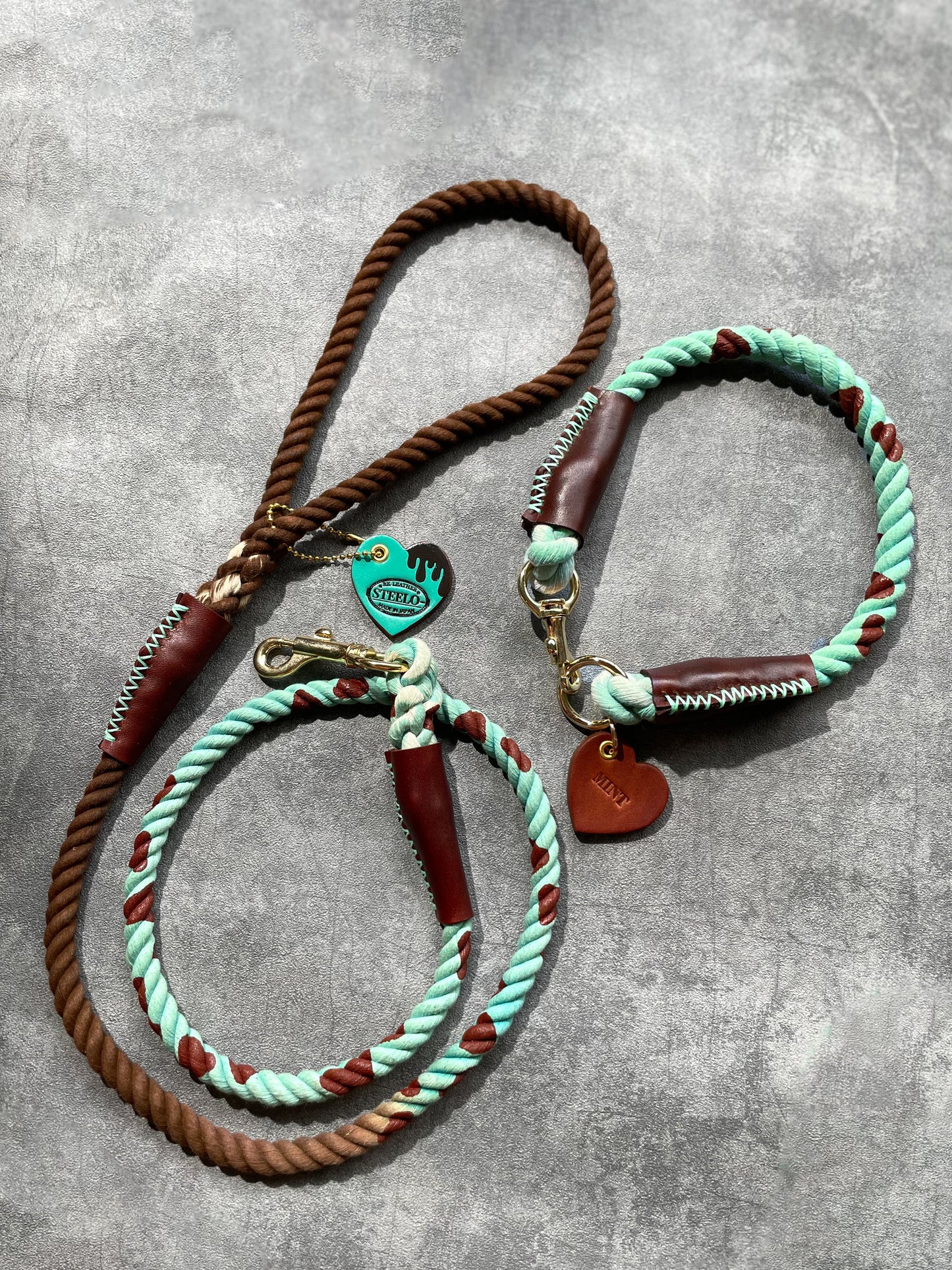 CHOCO MINT ROPE COLLAR - MINT × BROWN PATTERN
