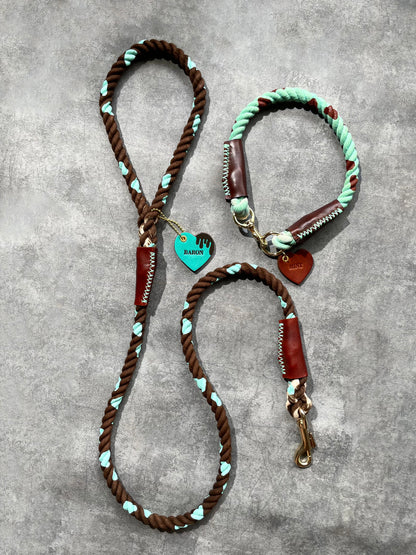 CHOCO MINT ROPE COLLAR - MINT × BROWN PATTERN