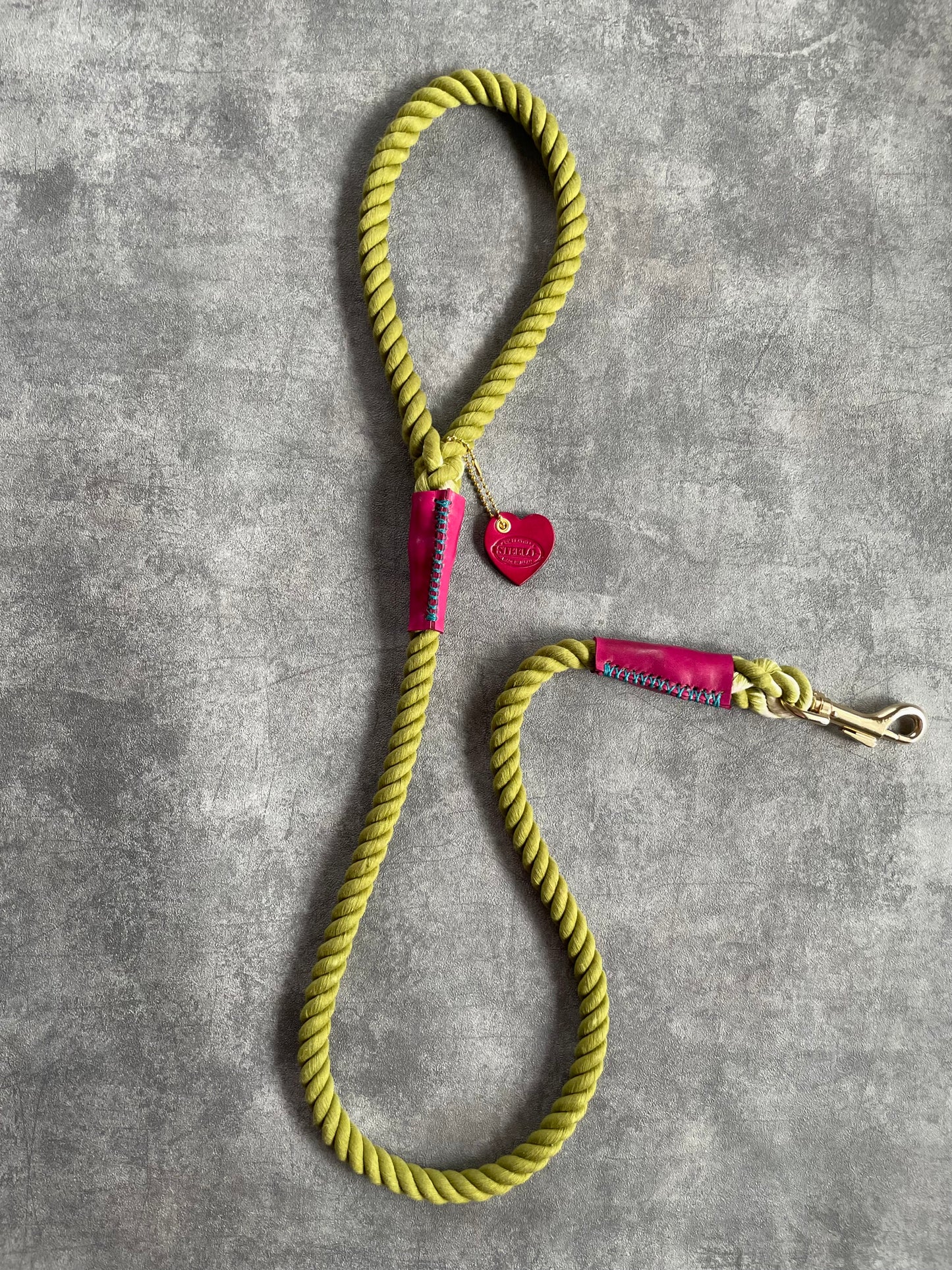 おしゃれな犬用ロープリード　ピスタチオ　レザー　オーダーメイドリード
